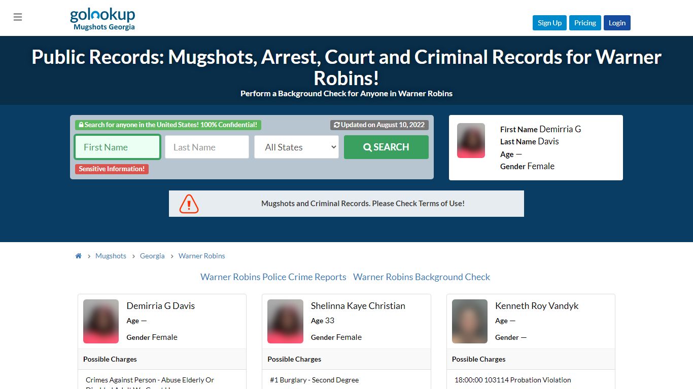 Mugshots Warner Robins, Arrest Records Warner Robins